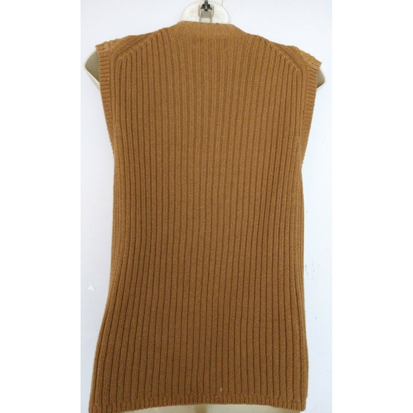 Woolrich Womens Embroidered Ribbed Sweater Vest Full Zip Brown Size Large - Picture 6 of 8